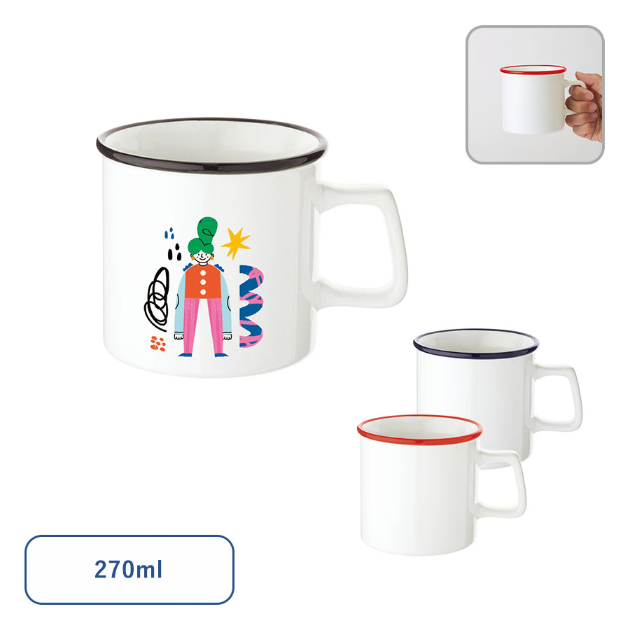陶器マグカップ　ストレート　ラウンドリップ